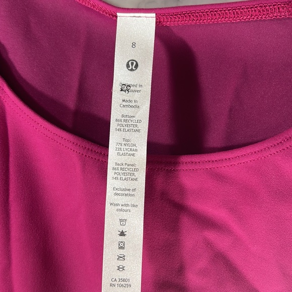 - NWT Lululemon Everlux Mesh-Back dress size 8 magenta purple, also sz 2,… - Picture 3 of 12